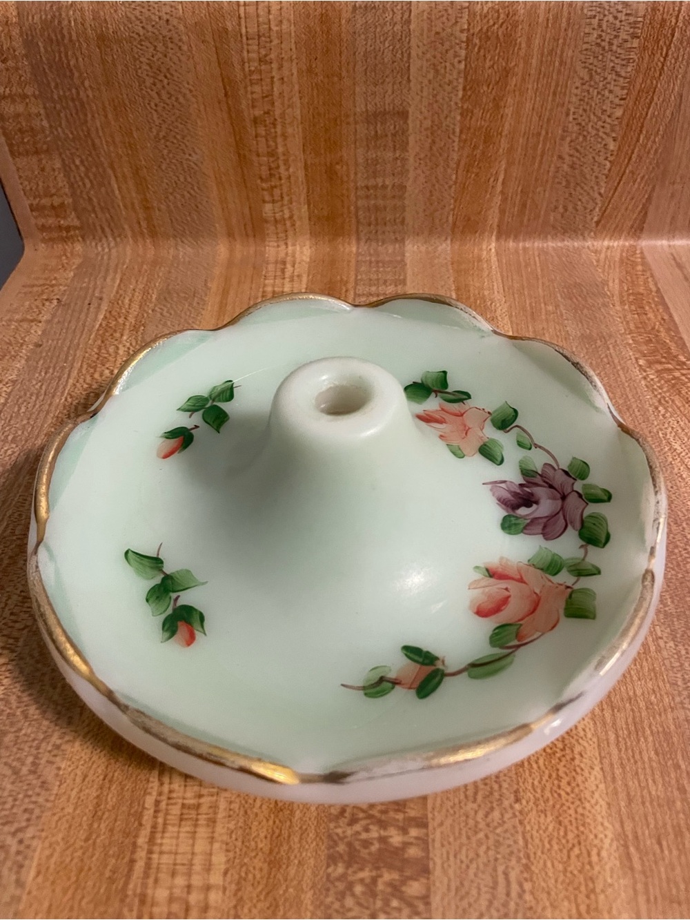 Vintage Pale Mint Floral milk glass lamp shade or base